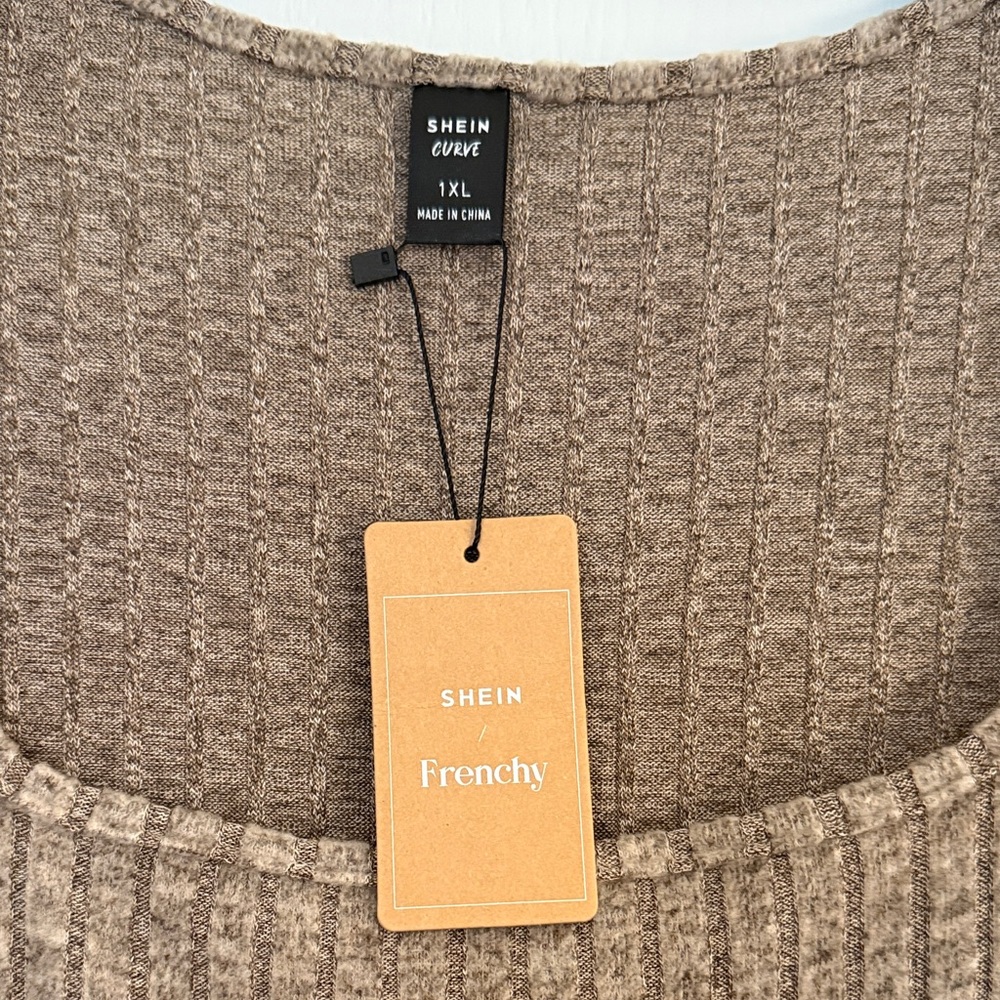 Ribbed Knit Tan Midi Dress - Picture 2 of 4